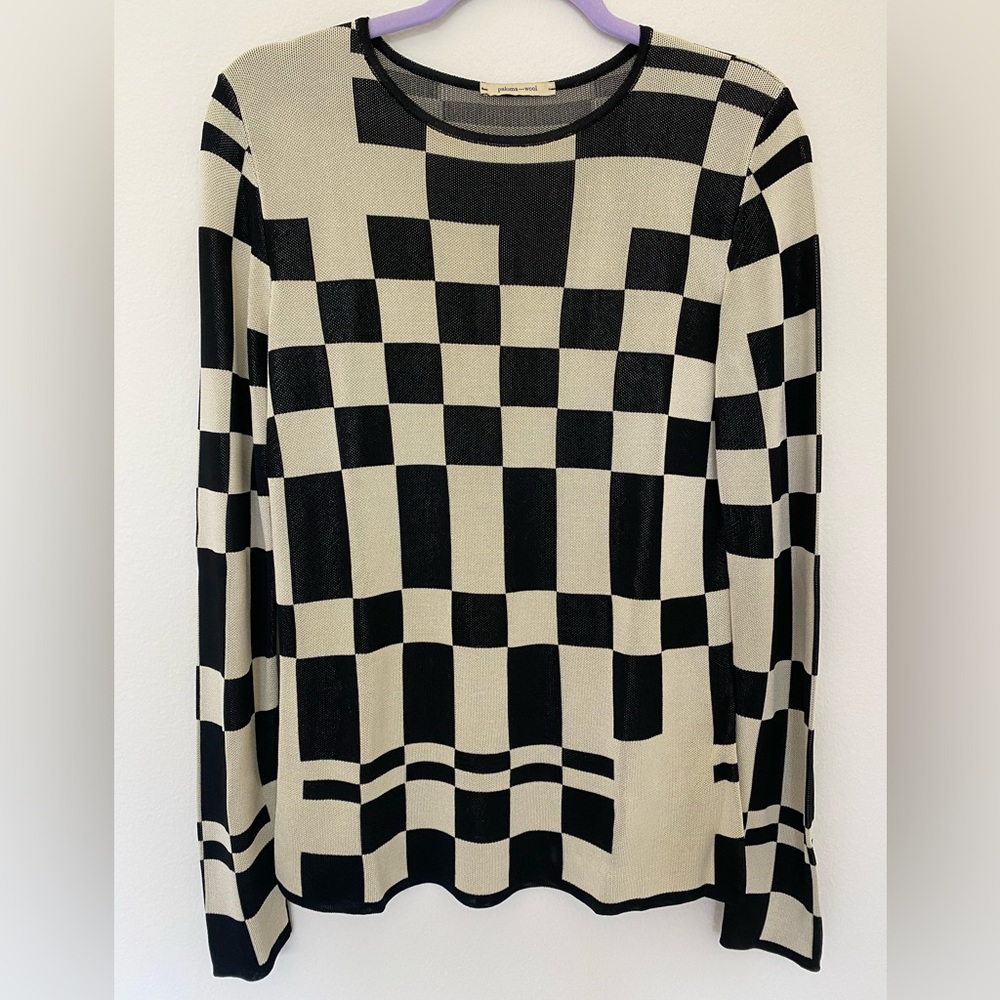 NWOT Size L Paloma Wool El Valle Top in Black and White Checkerboard